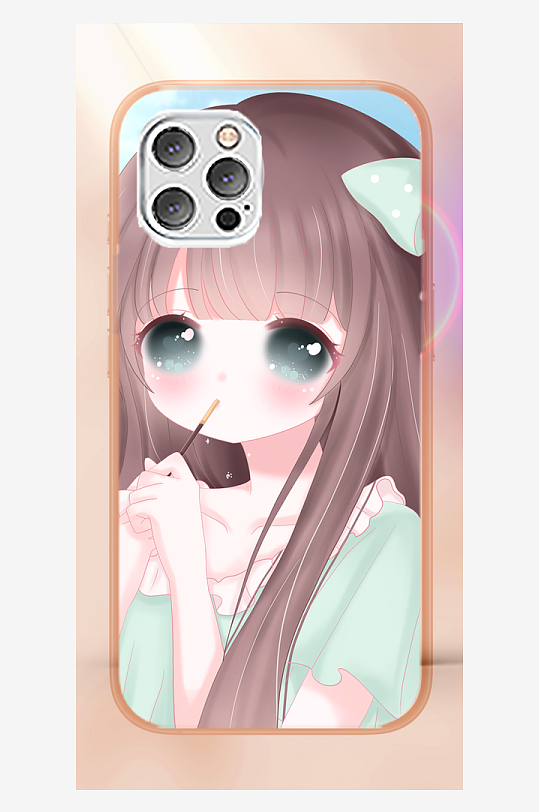 少女图案手机壳设计-众图网