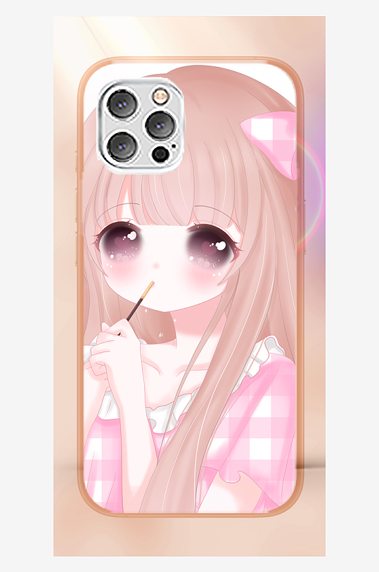 少女图案手机壳设计-众图网
