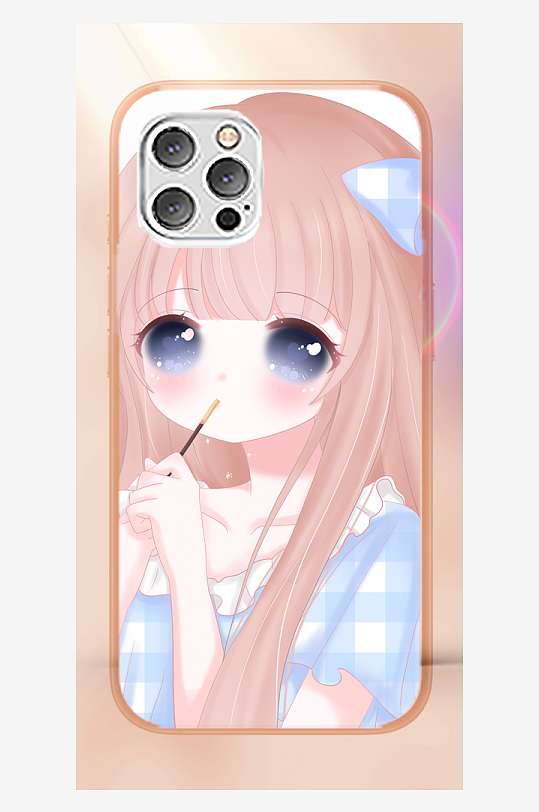 少女图案手机壳设计-众图网