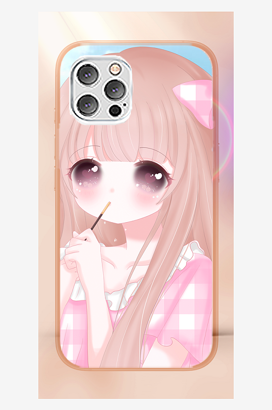 少女图案手机壳设计-众图网
