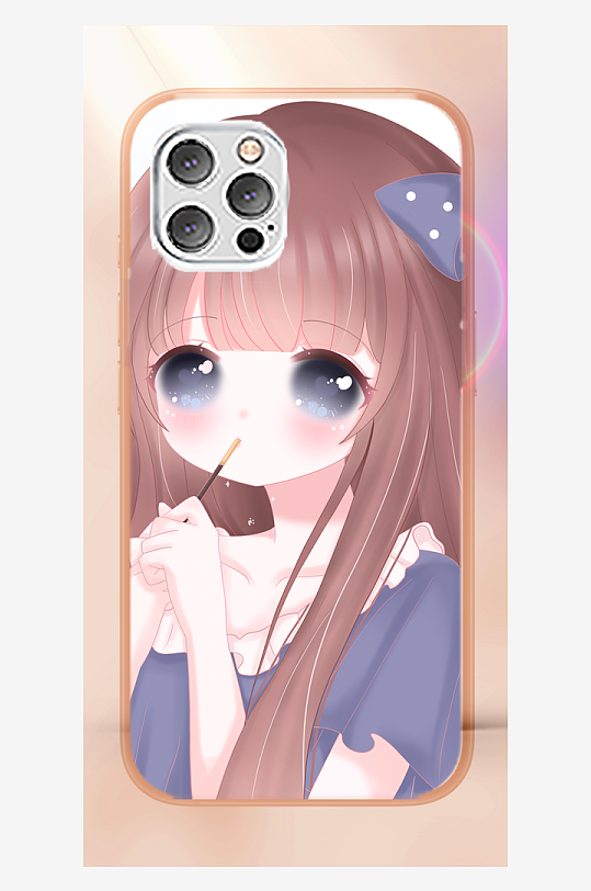 少女图案手机壳设计-众图网