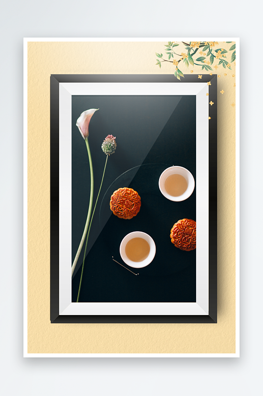 中秋月饼糕点装饰画摆件-众图网