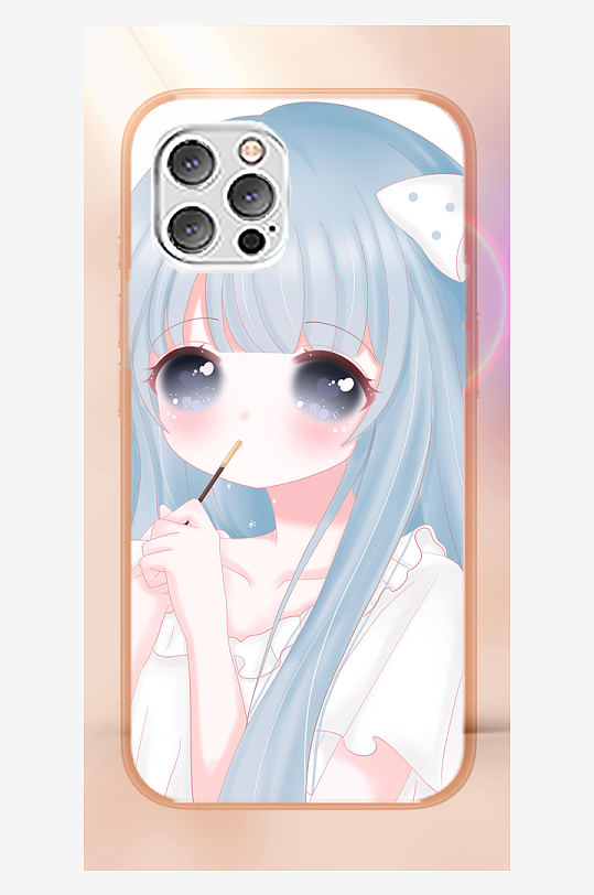 少女图案手机壳设计-众图网