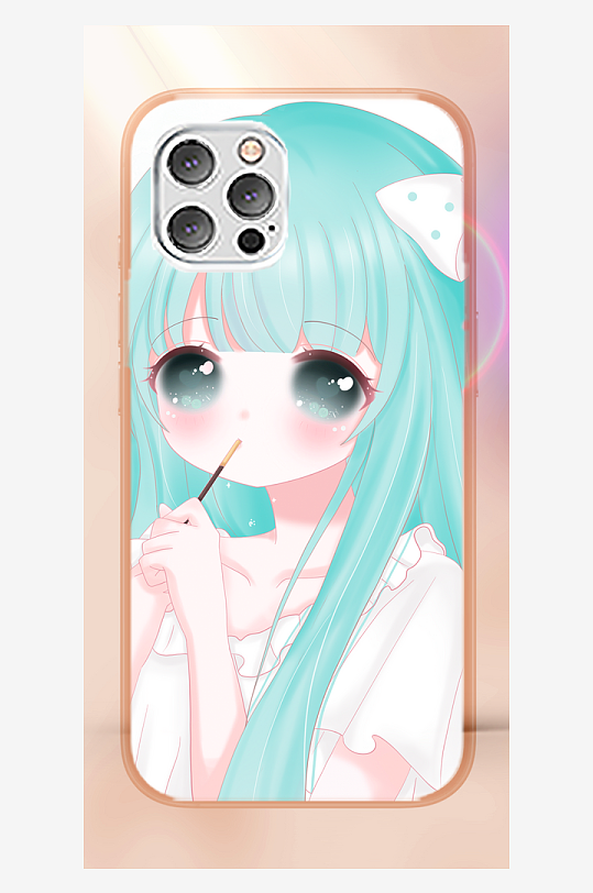 少女图案手机壳设计-众图网