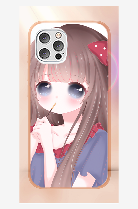 少女图案手机壳设计-众图网