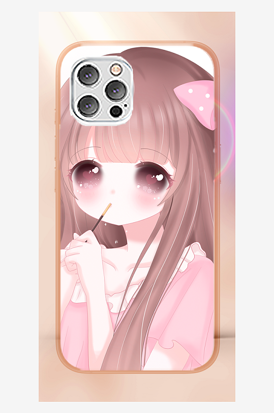 少女图案手机壳设计-众图网