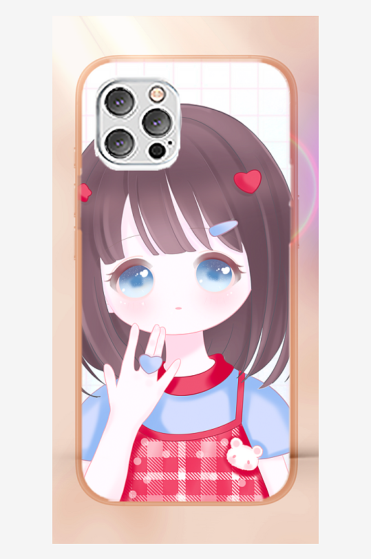 少女图案手机壳设计-众图网