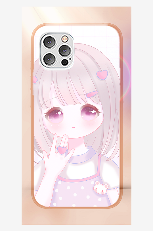 少女图案手机壳设计-众图网