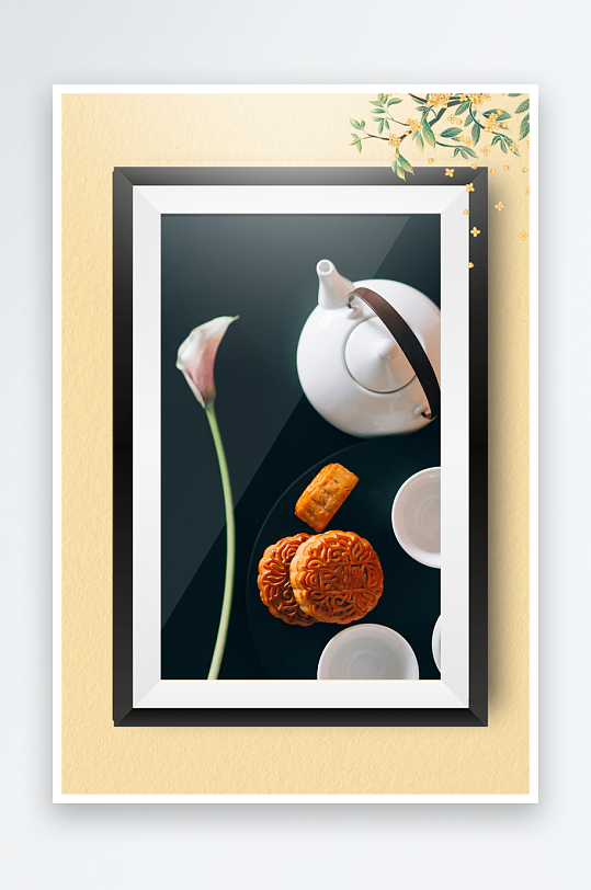 中秋月饼糕点装饰画摆件-众图网