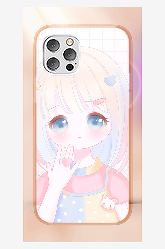 少女图案创意手机壳设计-众图网