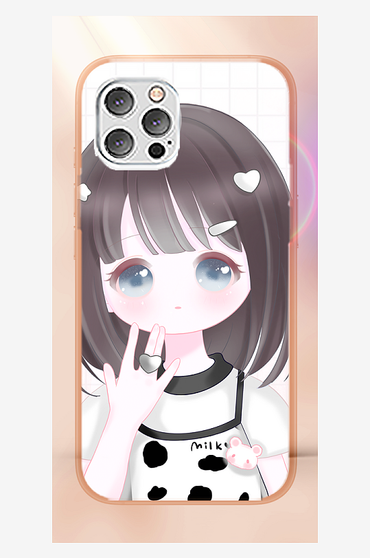 少女图案创意手机壳设计-众图网