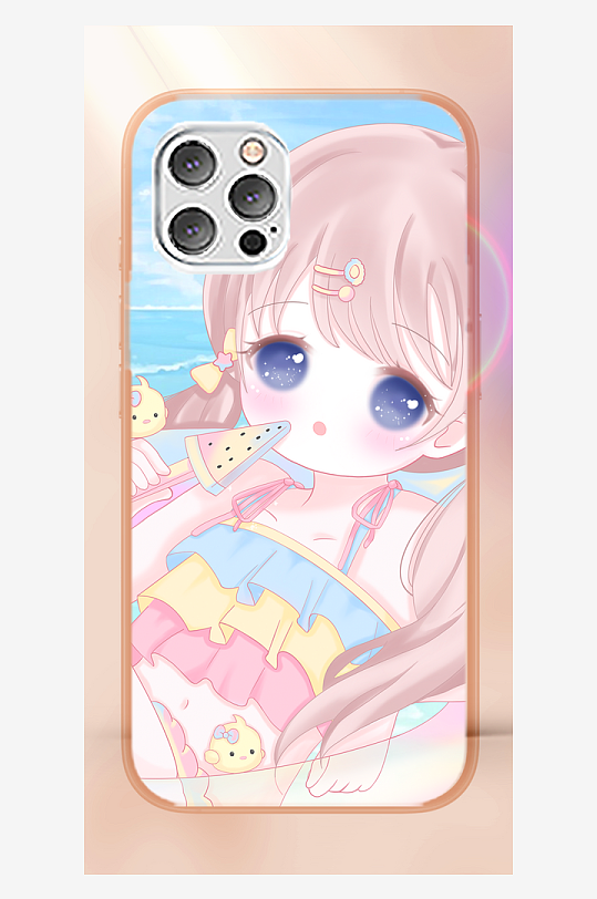 少女图案创意手机壳设计-众图网
