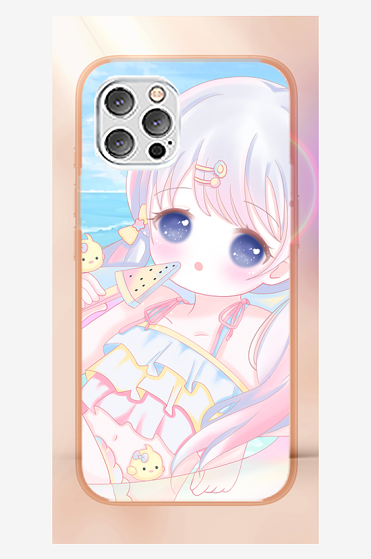 少女图案创意手机壳设计-众图网