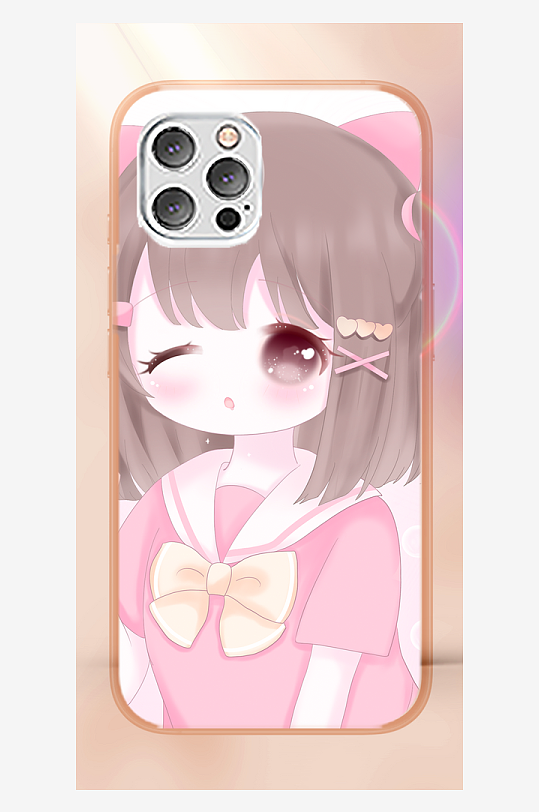 少女图案创意手机壳设计-众图网