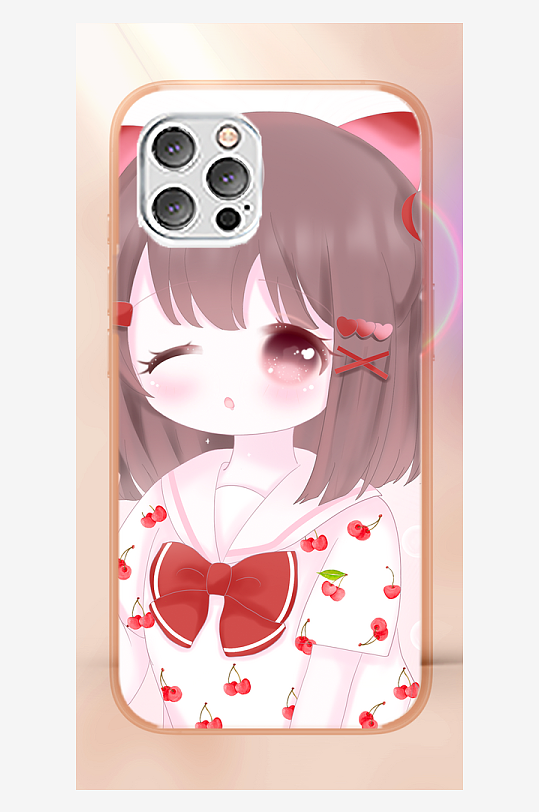 少女图案创意手机壳设计-众图网