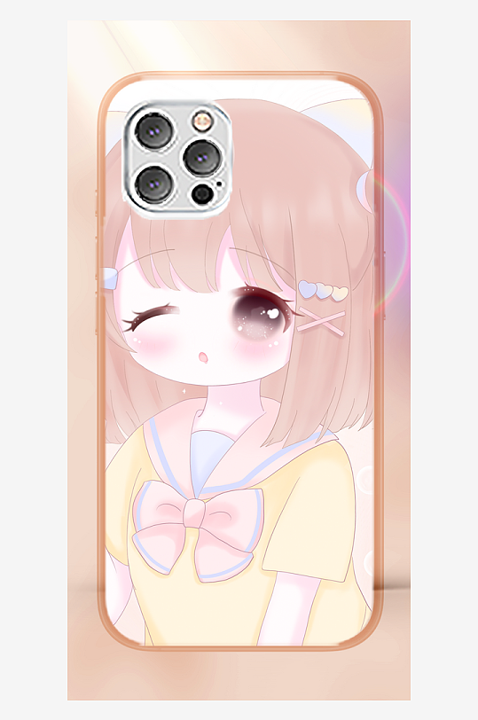 少女图案手机壳设计-众图网