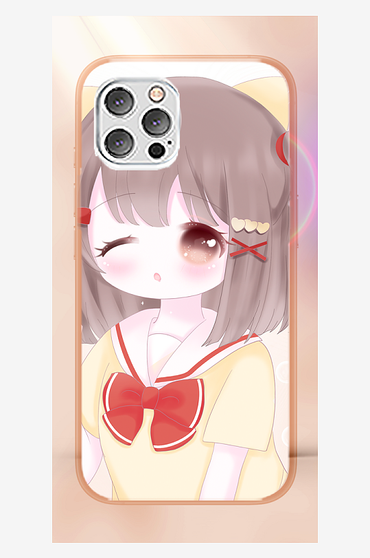 少女图案手机壳设计-众图网