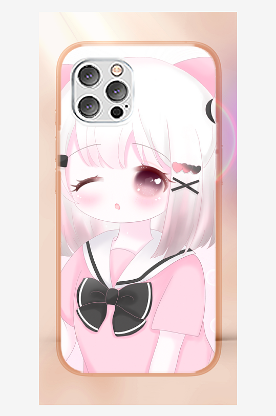 少女图案手机壳设计-众图网