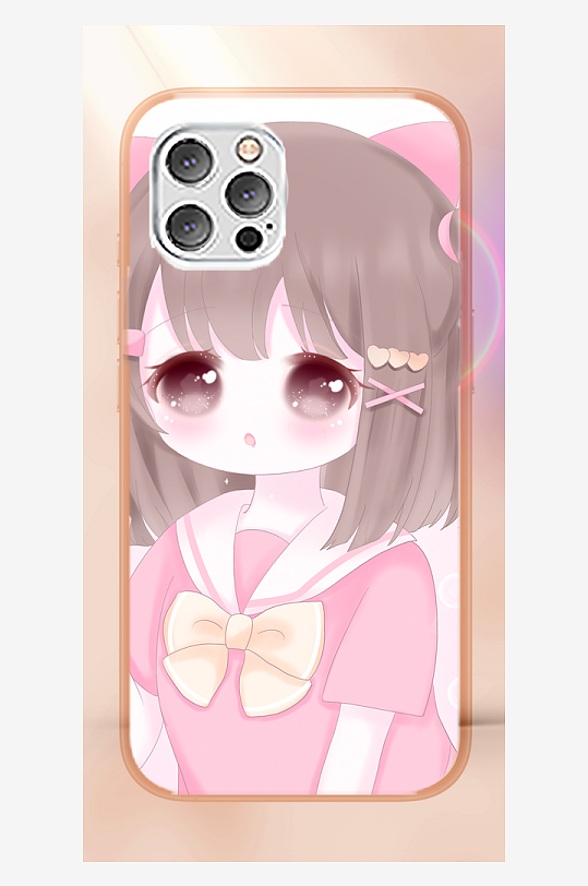 少女图案手机壳设计-众图网