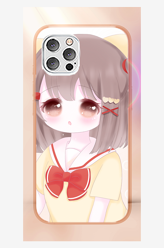 少女图案手机壳设计-众图网
