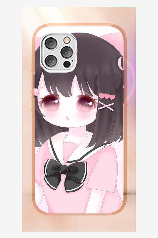 少女图案手机壳设计-众图网