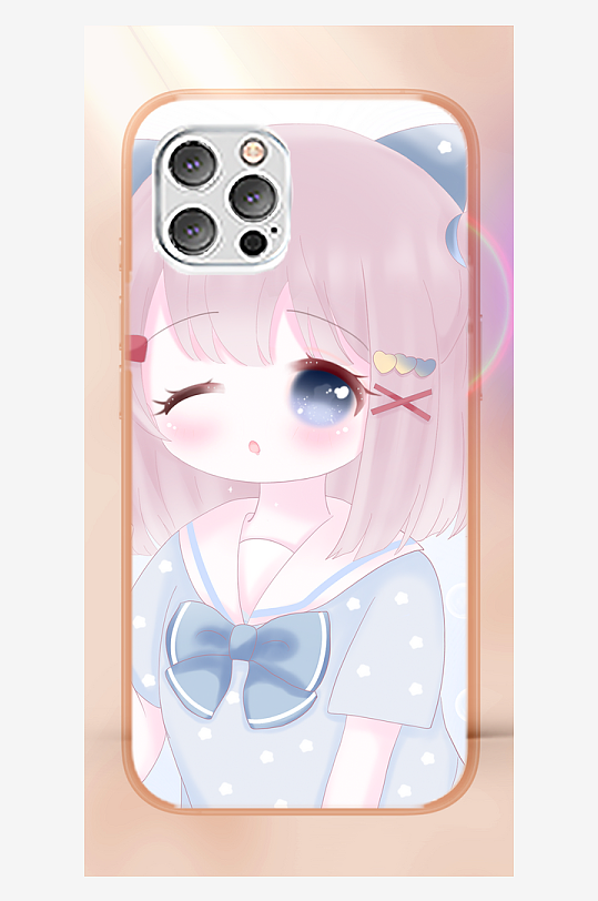 少女图案手机壳设计-众图网