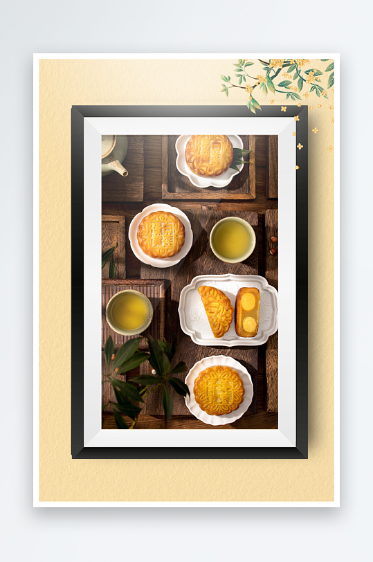 中秋月饼传统糕点装饰画摆件-众图网