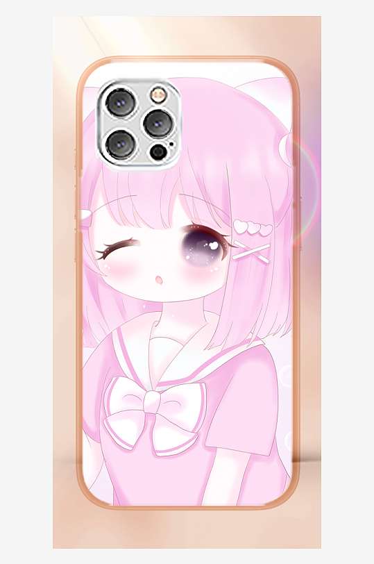 少女图案手机壳设计-众图网