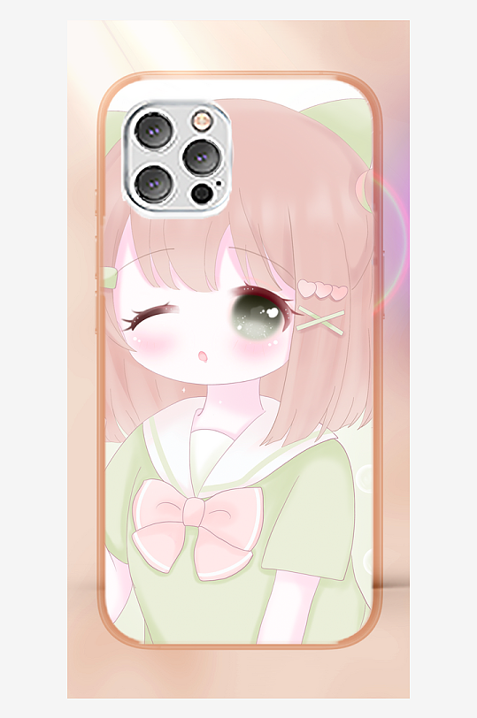 少女图案手机壳设计-众图网