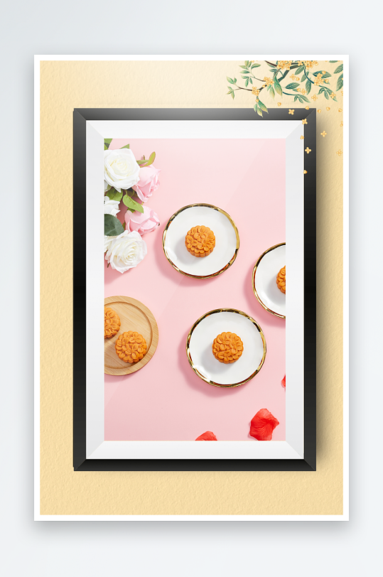 中秋月饼传统糕点装饰画摆件-众图网
