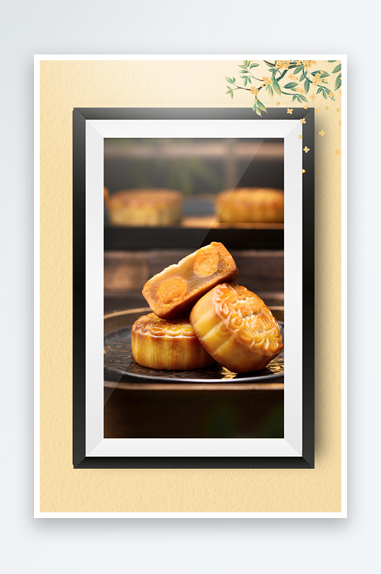 中秋月饼糕点装饰画摆件-众图网