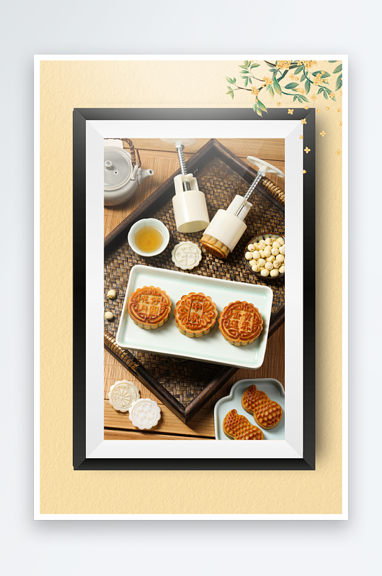 中秋月饼糕点装饰画摆件-众图网
