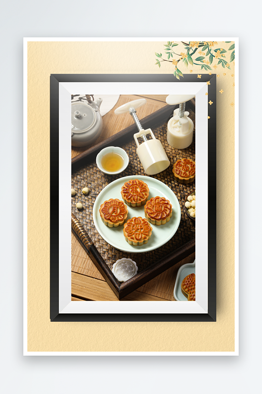 中秋月饼糕点装饰画摆件-众图网