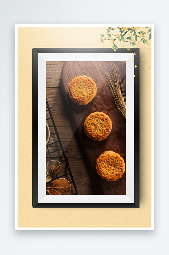 中秋月饼糕点装饰画摆件-众图网