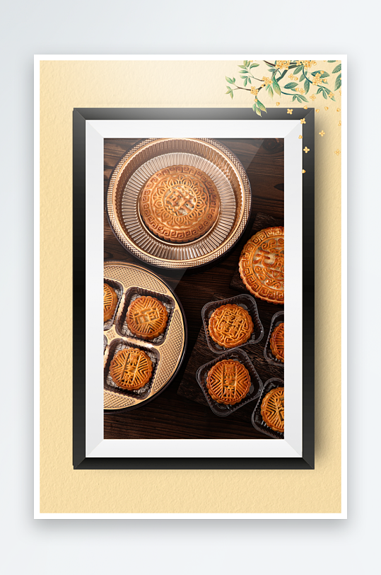 中秋团圆月饼糕点装饰画摆件-众图网