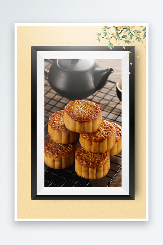 中秋团圆月饼糕点装饰画摆件-众图网