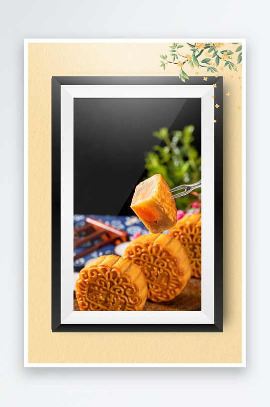 中秋团圆月饼糕点装饰画摆件-众图网
