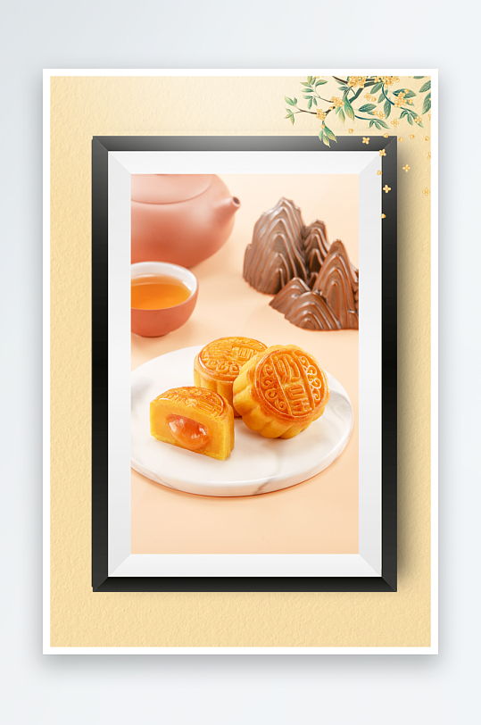 中秋团圆月饼糕点装饰画摆件-众图网