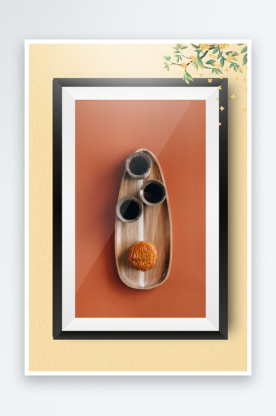 节日中秋团圆月饼糕点装饰画摆件-众图网