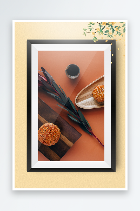 节日中秋团圆月饼糕点装饰画摆件-众图网