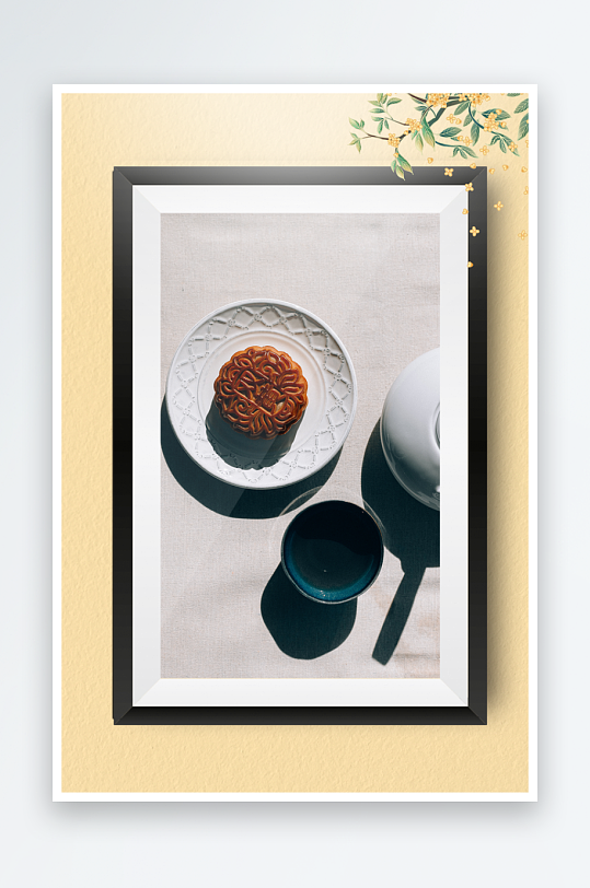 节日中秋团圆月饼糕点装饰画摆件-众图网