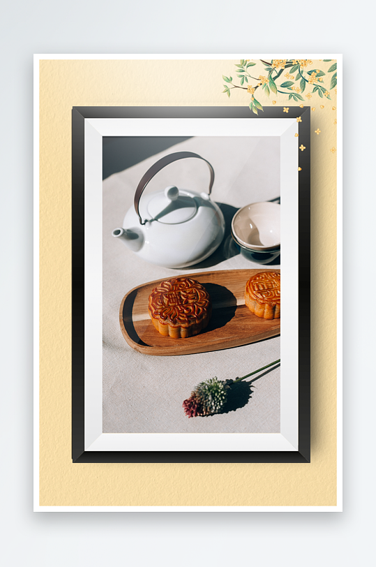 节日中秋团圆月饼糕点装饰画摆件-众图网