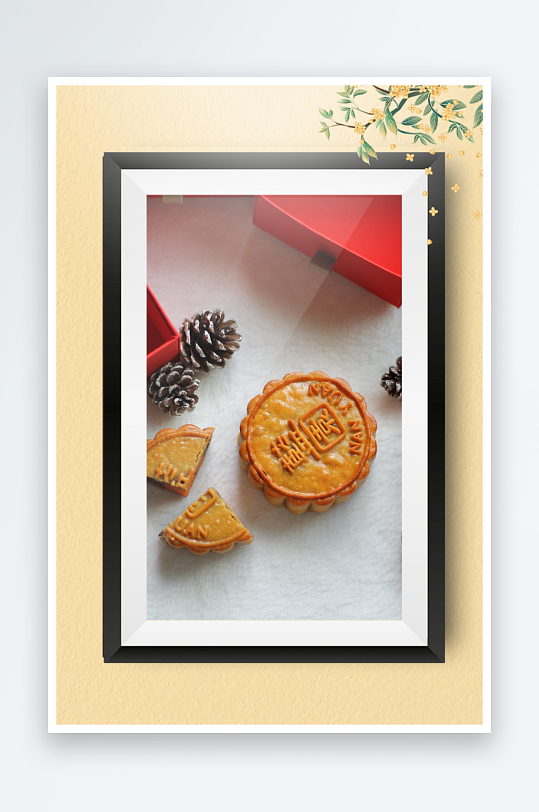 节日中秋团圆月饼糕点装饰画摆件-众图网