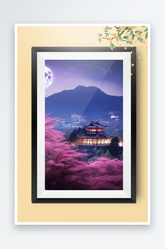 节日中秋团圆月饼糕点装饰画摆件-众图网