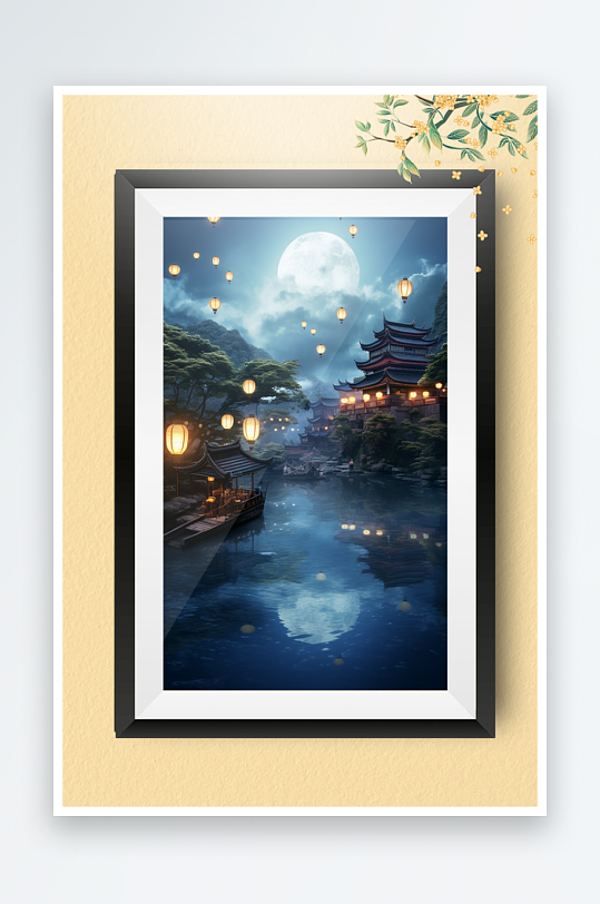 节日中秋团圆装饰画摆件-众图网