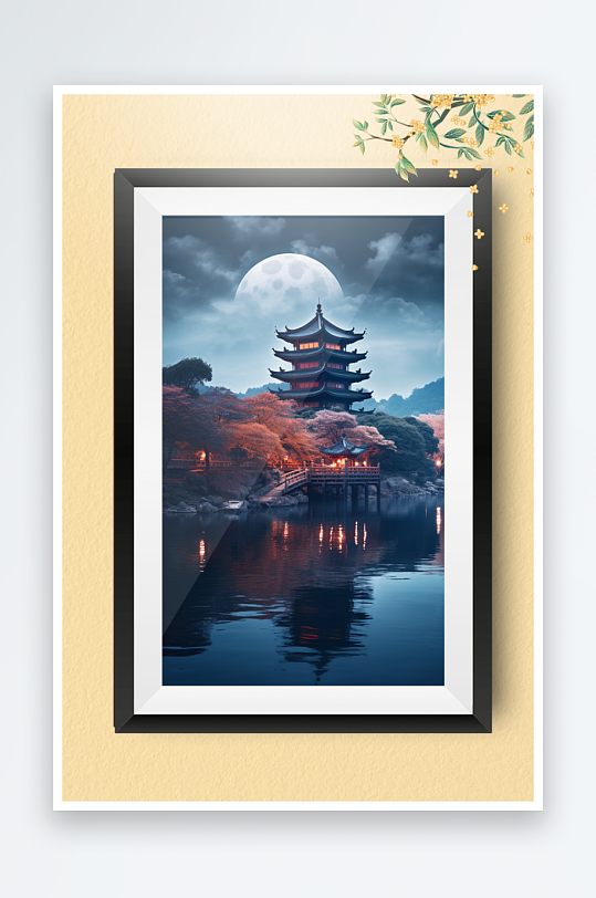 节日中秋团圆装饰画摆件-众图网