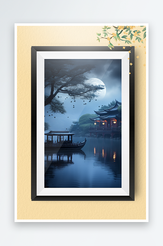 节日中秋团圆装饰画摆件-众图网