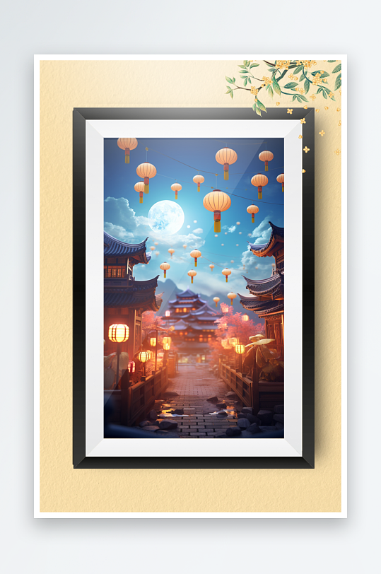 节日中秋团圆装饰画摆件-众图网