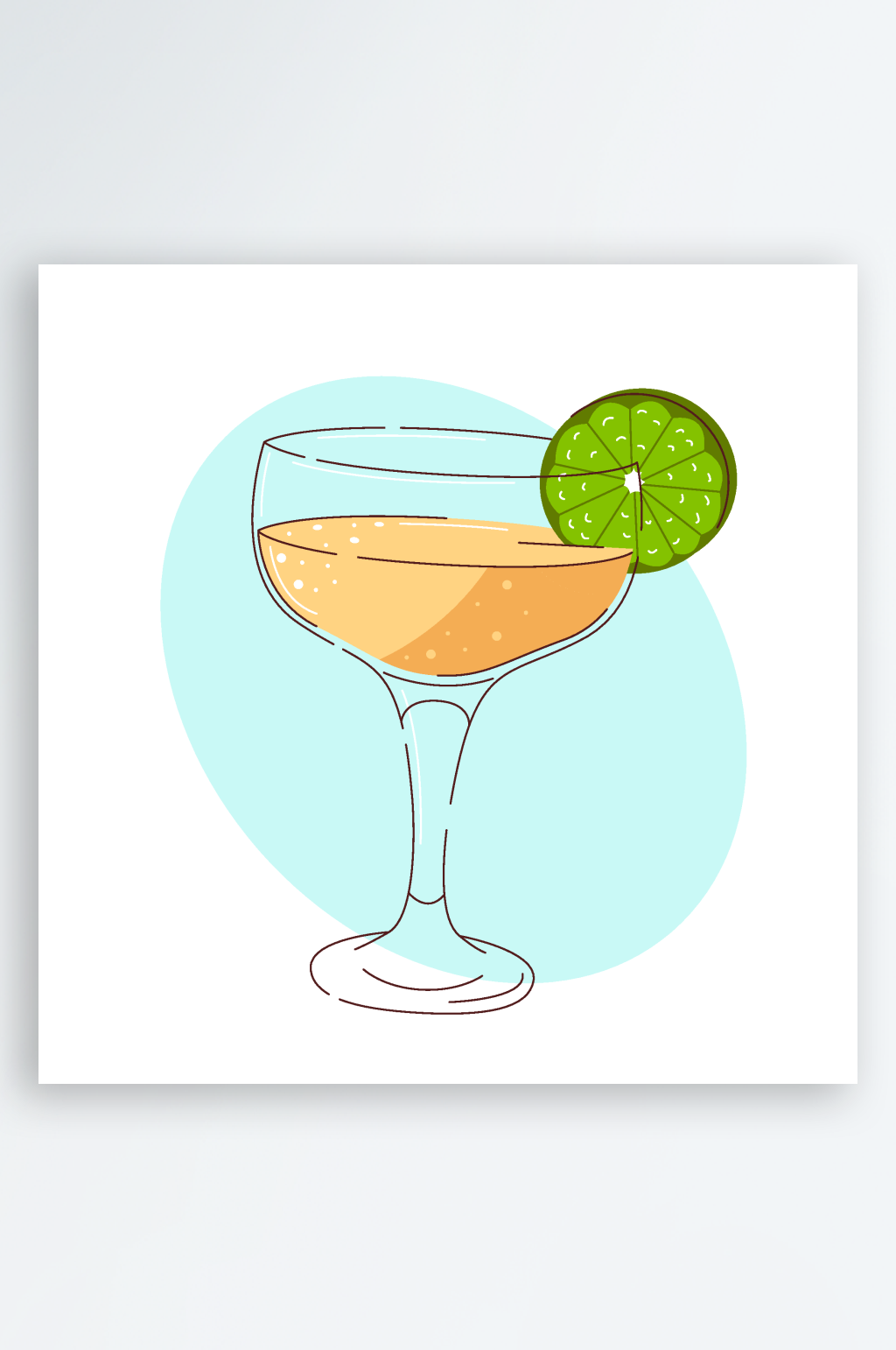 卡通可爱酒水饮料鸡尾酒矢量插画元素素材