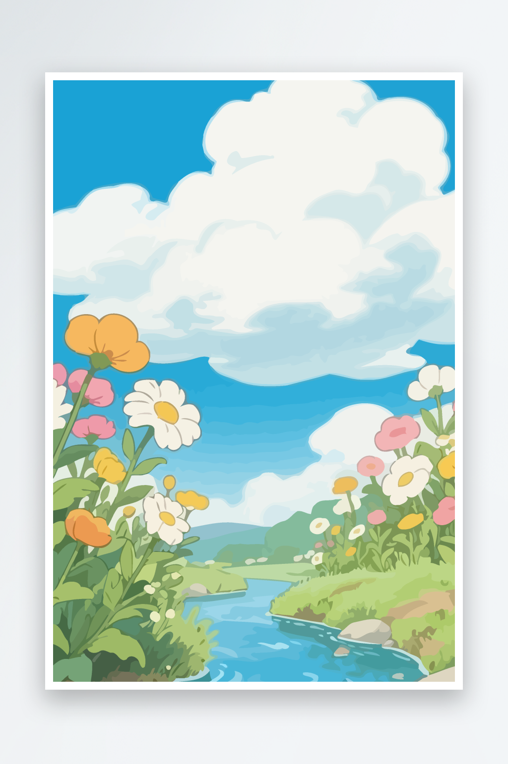 白云花朵图形矢量插画素材